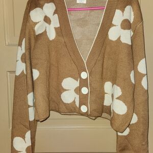 Simply Southern Floral Cardigan - Brown and Cream